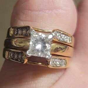 Elegant Gold With Platinum Setting Women's Wedding Set